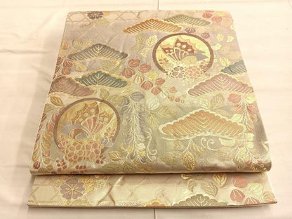 平和屋着物◎六通柄袋帯 光琳松花蝶丸文 金糸 正絹 逸品 BAAP0251du