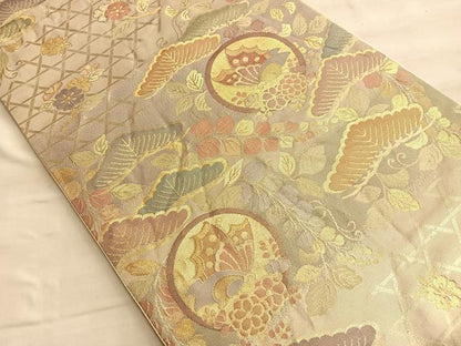 平和屋着物◎六通柄袋帯 光琳松花蝶丸文 金糸 正絹 逸品 BAAP0251du