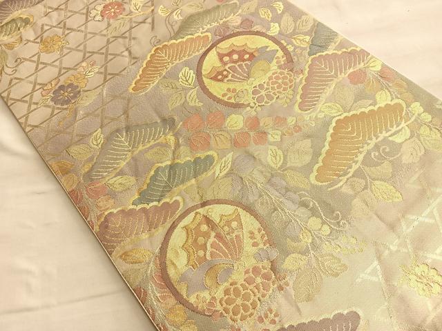 平和屋着物◎六通柄袋帯 光琳松花蝶丸文 金糸 正絹 逸品 BAAP0251du