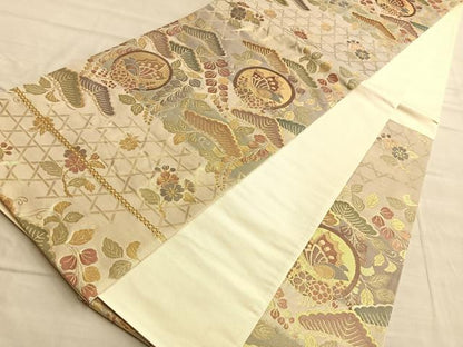 平和屋着物◎六通柄袋帯 光琳松花蝶丸文 金糸 正絹 逸品 BAAP0251du