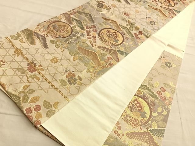 平和屋着物◎六通柄袋帯 光琳松花蝶丸文 金糸 正絹 逸品 BAAP0251du