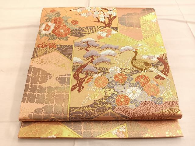 平和屋着物◎六通柄袋帯 唐織 琳派屏風絵図 金糸 正絹 逸品 BAAP0312du