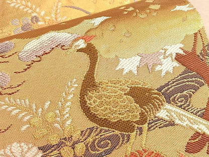 平和屋着物◎六通柄袋帯 唐織 琳派屏風絵図 金糸 正絹 逸品 BAAP0312du