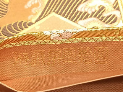平和屋着物◎六通柄袋帯 唐織 琳派屏風絵図 金糸 正絹 逸品 BAAP0312du