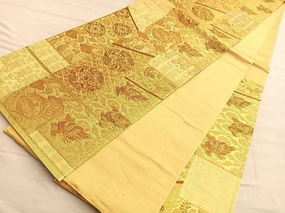 平和屋着物◎六通柄袋帯 献上裂取宮廷文 金糸 正絹 逸品 BAAP0313du