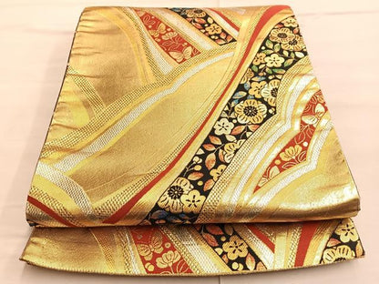平和屋着物◎六通柄袋帯 辻が花 金銀糸 正絹 逸品 BAAP0330du