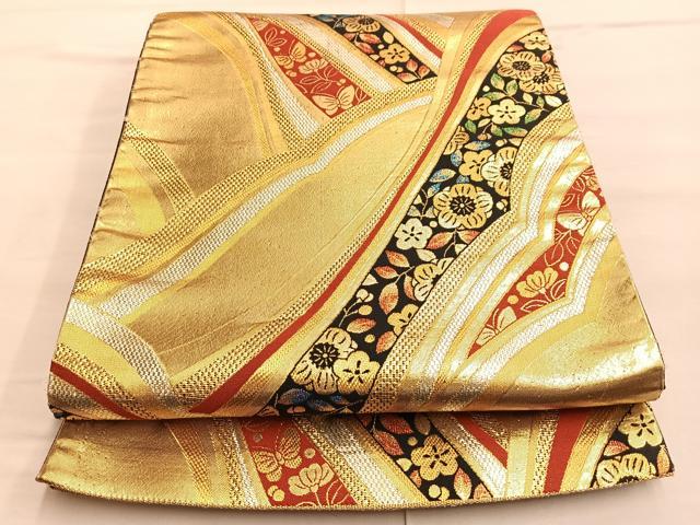 平和屋着物◎六通柄袋帯 辻が花 金銀糸 正絹 逸品 BAAP0330du