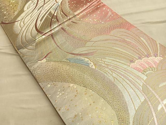 平和屋着物◎六通柄袋帯 唐織 鳳凰 金銀糸 正絹 逸品 BAAP0338du