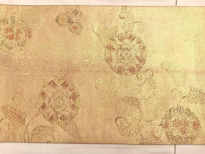 平和屋着物◎六通太鼓柄袋帯 亀甲花唐草文 金彩 正絹 逸品 BAAP0375du