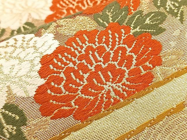 平和屋着物◎六通柄袋帯 唐織 違い棚有職松花文 金糸 正絹 逸品 BAAP1865ea