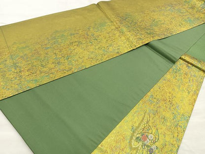 平和屋着物◎太鼓柄袋帯 唐織 花籠文 金糸 引箔 反端付き 正絹 逸品 BAAP1895ea