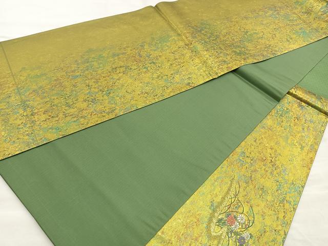 平和屋着物◎太鼓柄袋帯 唐織 花籠文 金糸 引箔 反端付き 正絹 逸品 BAAP1895ea