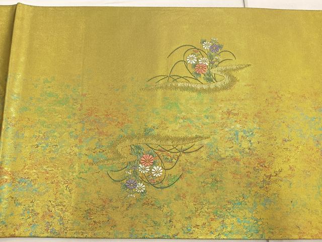 平和屋着物◎太鼓柄袋帯 唐織 花籠文 金糸 引箔 反端付き 正絹 逸品 BAAP1895ea