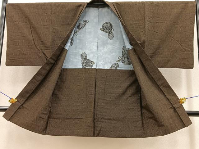 平和屋着物●男性 紬 アンサンブル 80亀甲 総詰め 正絹 逸品 AAAW2240od
