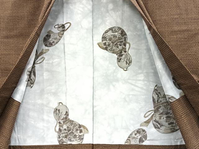 平和屋着物●男性 紬 アンサンブル 80亀甲 総詰め 正絹 逸品 AAAW2240od