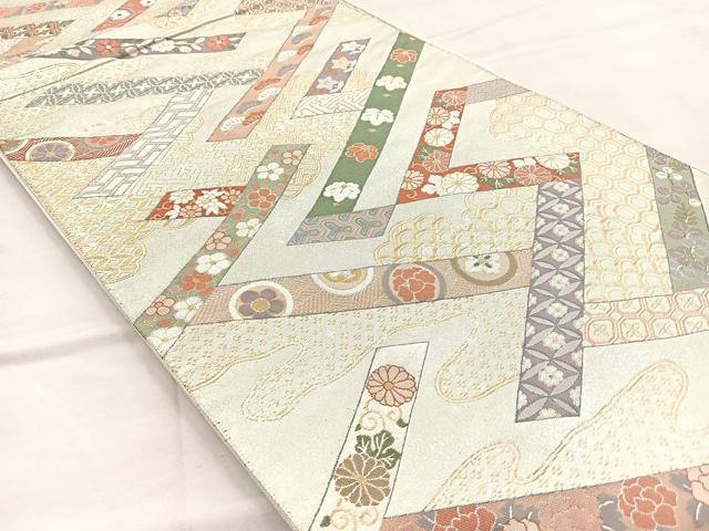 平和屋着物◎六通柄袋帯 吉祥文 金銀糸 正絹 逸品 BAAP2302if