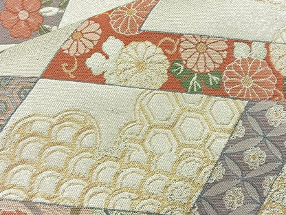 平和屋着物◎六通柄袋帯 吉祥文 金銀糸 正絹 逸品 BAAP2302if