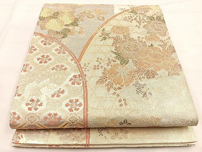 平和屋着物◎六通柄袋帯　花蝶文　金糸　正絹　逸品　BAAP2346if