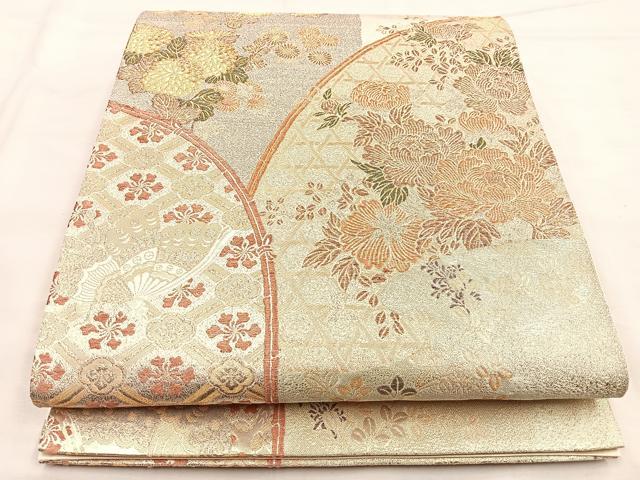 平和屋着物◎六通柄袋帯　花蝶文　金糸　正絹　逸品　BAAP2346if
