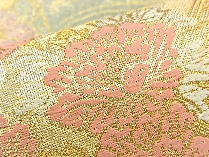 平和屋着物◎六通柄袋帯 唐織 色紙重ね花文 金銀糸 正絹 逸品 BAAP4215ea
