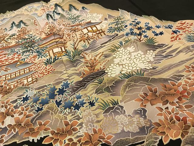 平和屋着物■豪華黒留袖 樹林風景文 金彩 正絹 逸品 BAAP5315by