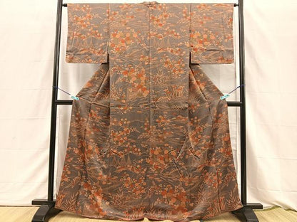 平和屋着物■上質な小紋　籬流水花文　金彩　正絹　逸品　BAAQ3145sa
