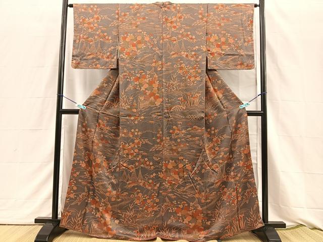 平和屋着物■上質な小紋　籬流水花文　金彩　正絹　逸品　BAAQ3145sa