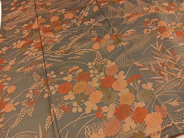 平和屋着物■上質な小紋　籬流水花文　金彩　正絹　逸品　BAAQ3145sa