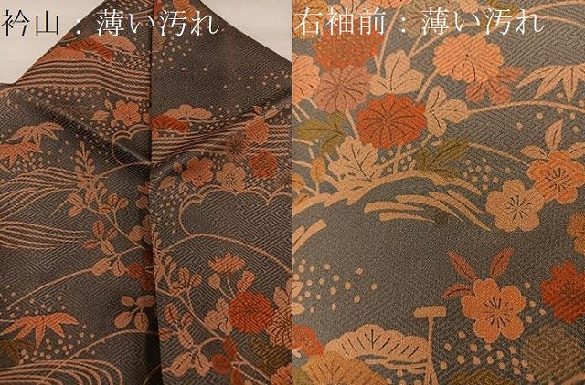 平和屋着物■上質な小紋　籬流水花文　金彩　正絹　逸品　BAAQ3145sa