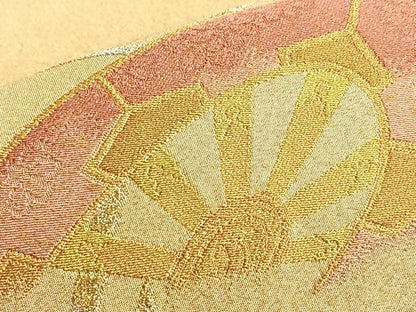 平和屋着物◎太鼓柄袋帯 綴れ 源氏車桜散らし文 金銀糸 正絹 逸品 BAAQ4023du