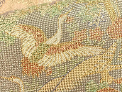平和屋着物◎宝珠佐賀錦 六通柄袋帯 飛鶴宝尽くし花文 九百錦 金糸 正絹 逸品 BAAQ4049du