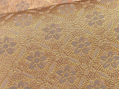 平和屋着物◎六通柄袋帯 亀甲草花文 金糸 正絹 逸品 BAAQ4072du