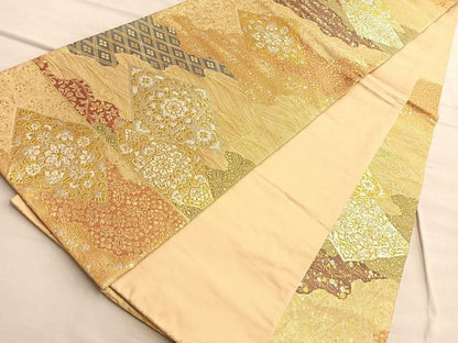 平和屋着物◎六通柄袋帯 唐織 正倉院道長有職文 金糸 正絹 逸品 BAAQ4093du