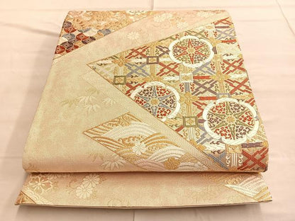 平和屋着物◎六通柄袋帯 唐織 唐織織成 金糸 正絹 逸品 BAAQ4104du