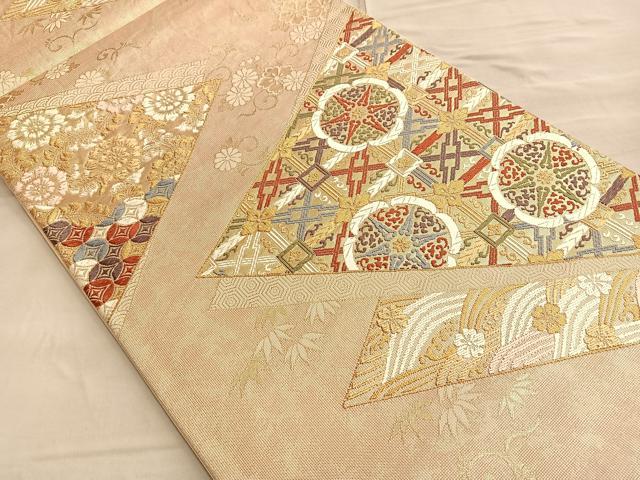 平和屋着物◎六通柄袋帯 唐織 唐織織成 金糸 正絹 逸品 BAAQ4104du