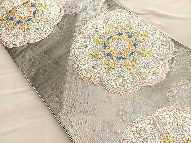 平和屋着物◎六通柄袋帯 唐織 宝相華 金銀糸 正絹 逸品 BAAQ4169du
