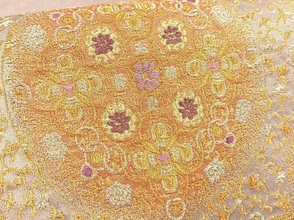 平和屋着物◎太鼓柄袋帯 横段花唐草文 金銀糸 正絹 逸品 BAAQ4231du