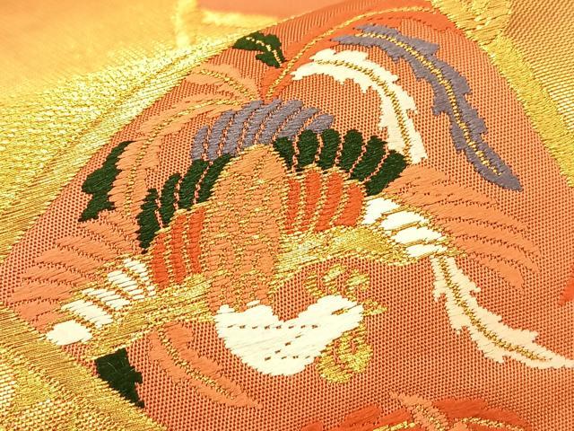 平和屋着物◎六通柄袋帯 唐織 鳳凰有職草花文 金銀糸 正絹 逸品 BAAQ4249du