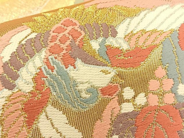 平和屋着物◎六通柄袋帯 唐織 鳳凰花蝶文 金銀糸 正絹 逸品 BAAQ4261du
