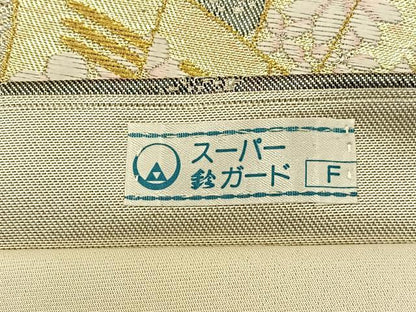 平和屋着物◎六通柄袋帯 唐織 檜扇御所車花文 金銀糸 鈴乃屋扱い 正絹 逸品 BAAQ4279du