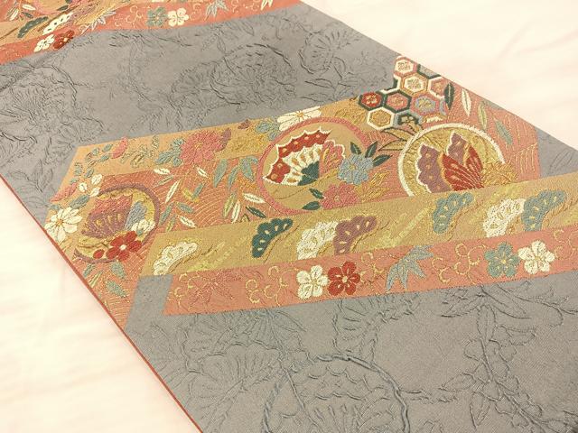 平和屋着物◎六通柄袋帯 粋結美 ふくれ織 金糸 正絹 逸品 BAAQ4330du