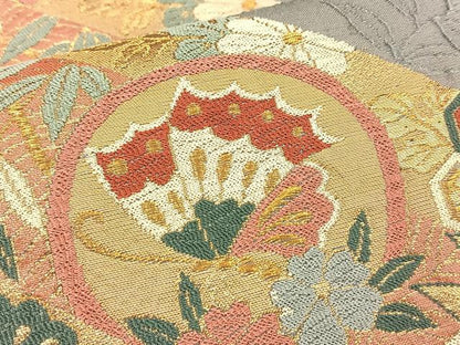 平和屋着物◎六通柄袋帯 粋結美 ふくれ織 金糸 正絹 逸品 BAAQ4330du