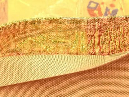 平和屋着物◎六通柄袋帯 ベール織 彩金銀箔 宝尽くし花丸文 金糸 正絹 逸品 BAAQ4331du