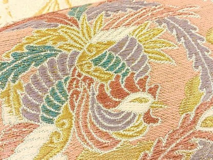 平和屋着物◎六通柄袋帯 唐織 鳳凰地紙花蝶文 金銀糸 正絹 逸品 BAAQ4341du