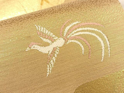 平和屋着物◎六通柄袋帯 唐織 鳳凰花丸文 金糸 正絹 逸品 BAAQ4342du