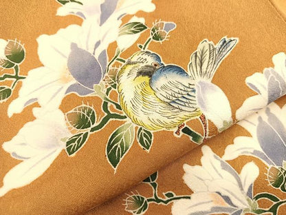 平和屋着物■訪問着　手描き　枝花に小鳥　正絹　逸品　BAAQ5177gt