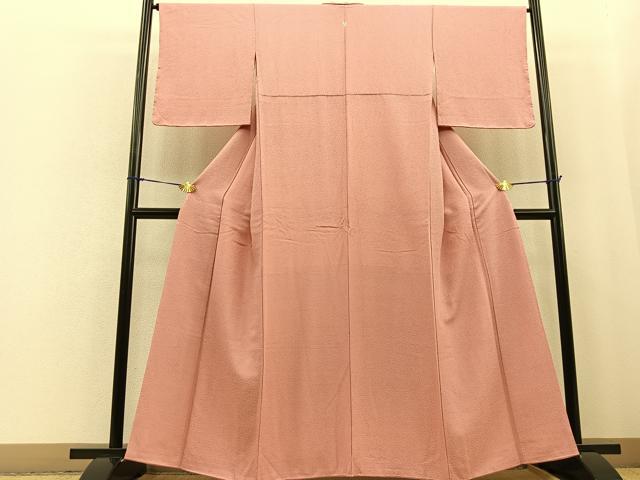 平和屋着物■上質な色無地　紋意匠　紅梅色　正絹　逸品　BAAQ5240gt