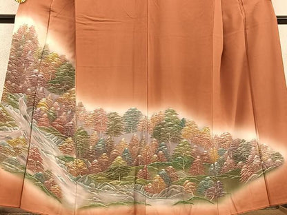平和屋着物■豪華色留袖　手描き　水辺樹林文　暈し染め　正絹　逸品　BAAQ5251gt