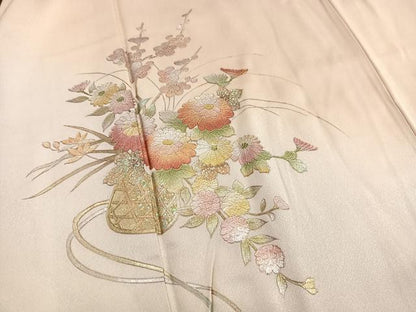 平和屋着物■訪問着　籠花文　暈し染め　金銀彩　正絹　逸品　BAAQ5736yc