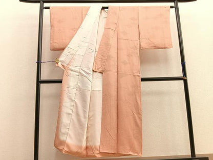 平和屋着物■上質な色無地　菱花蝶地紋　宍色　正絹　逸品　BAAQ5756yc